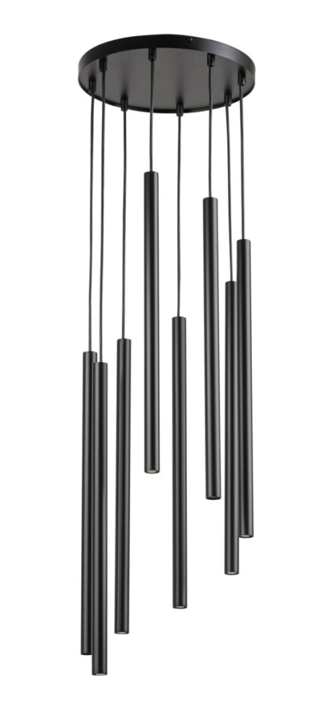 Lampada sospesa Sopel nera rotonda Ø30 8 luci G9 Sigma