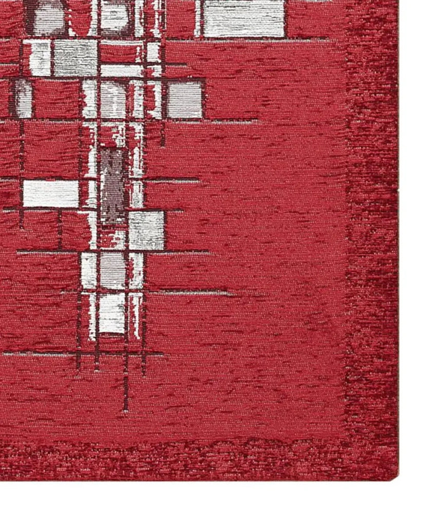 Tappeto moderno PIXEL ROSSO disegno arte contemporanea astratto geometrico, passatoia cucina multiuso lavabile in lavatrice e anti-scivolo cm.55x140