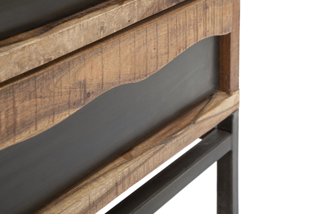 Comò Yellowstone 88x45x80 cm in Legno di Acacia e in Ferro Marrone e Nero