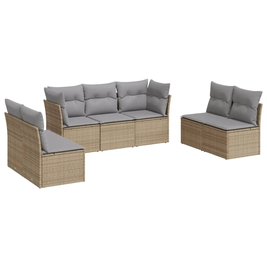 Set Divani da Giardino 7 pz con Cuscini Beige in Polyrattan 3249248