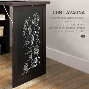 Mobile Libreria con Scrivania Salvaspazio Pieghevole 98x51x153 cm in Legno e MDF Marrone