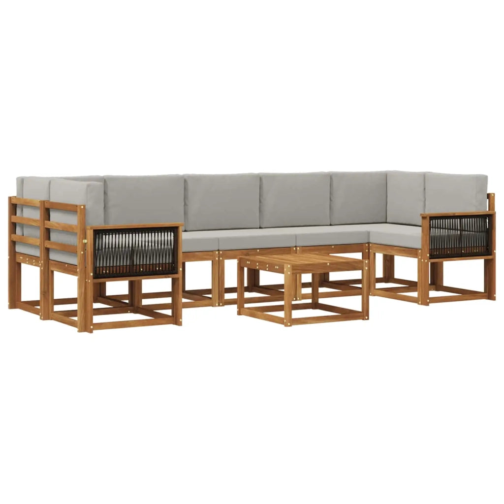 Set di divani da esterno 6 pz Naturale e Grigio Chiaro 3385072