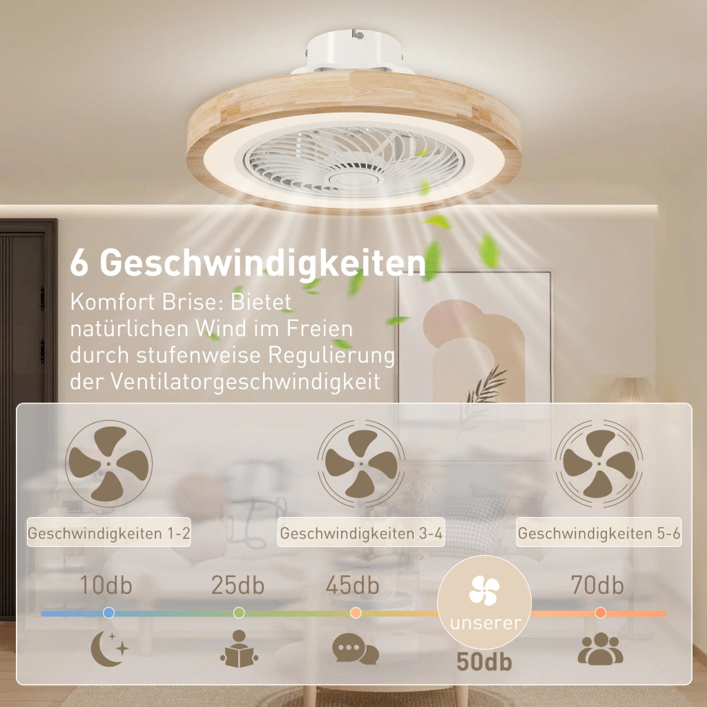 Ventilatore da Soffitto con Luce e Telecomando ¨C Zephmum ¨C Marrone Chiaro