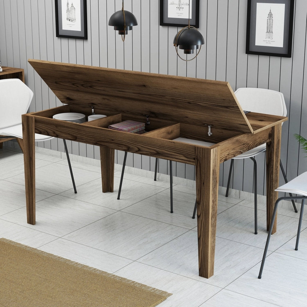 Viverone, Tavolo Fisso 6 Posti, 145x88x75h cm Marrone Noce