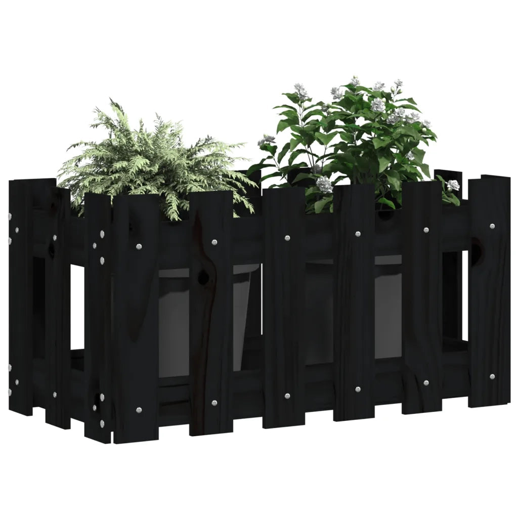 Fioriera Giardino a Recinzione Nera 60x30x30 cm Massello Pinocod mxl 107615