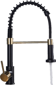 Bernd | Rubinetto Flessibile Catering Black Gold |da cucina in acciaio inossidabile|miscelatore può essere ruotato  360 gradi Alta pressione 2 porte