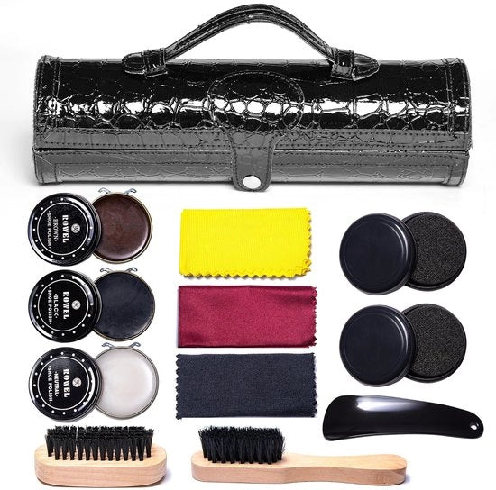 Set di pulizia 12 in 1 - Set di pulizia - Spazzola per pulizia - Contenitore di viaggio - Pelle - Set di manutenzione - Set di cura della pelle