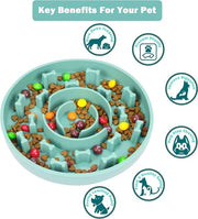 Ciotola per cani in silicone con presa, ciotola per gatti con velocità di alimentazione lenta, favorisce la digestione, nuovo design con presa e cerniere appese, dimensione M (15 x 15 x