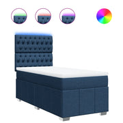 Letto singolo | Letto per adulti | Giroletto a Molle con Materasso Blu 90x200 cm inTessuto