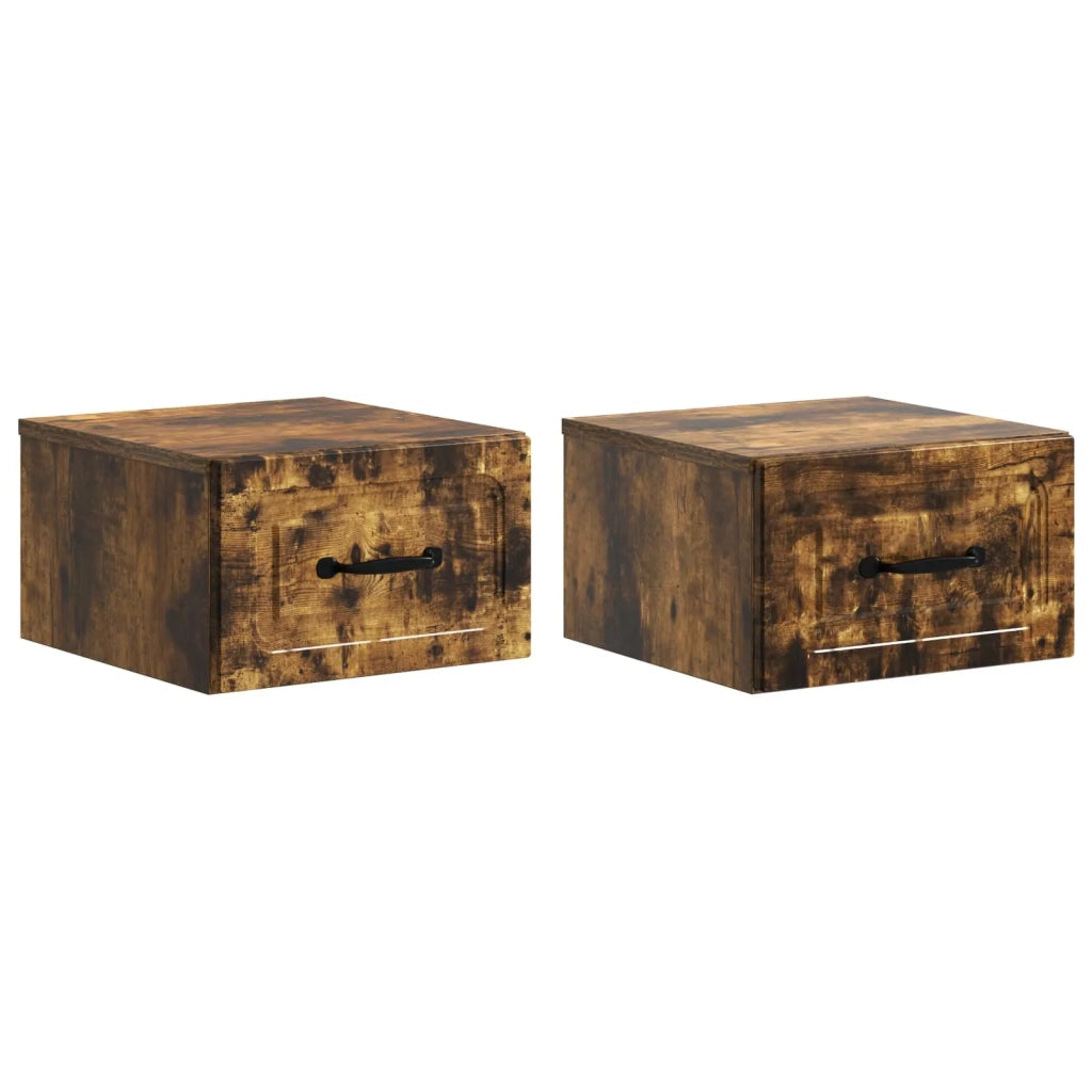 Mobiletto da notte a muro 2 pcs Rovere Fumo 34,5 x 33 x 20 cm 899286