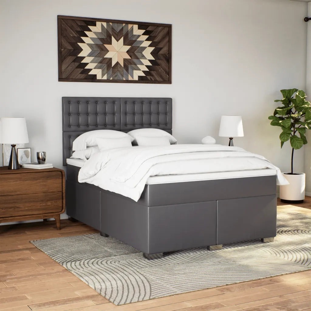 Giroletto a Molle con Materasso Grigio 140x200 cm in Similpelle 3290726