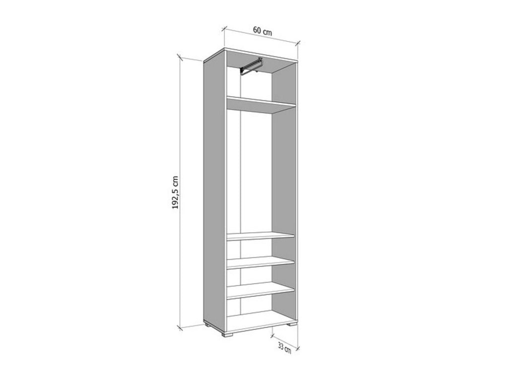 Armadio Camera da Letto Griante, Guardaroba 2 Ante Appendiabiti, 60x192.5h cm Bianco