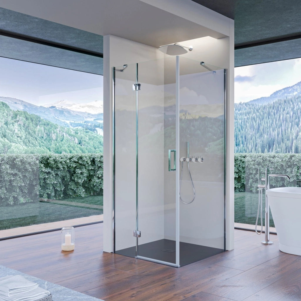 Box doccia due lati con porta battente 8mm h195 regina, misura 80x80