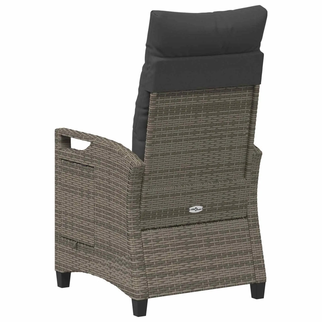 Sedia da giardino reclinabile Grigio e Grigio Scuro polyrattan