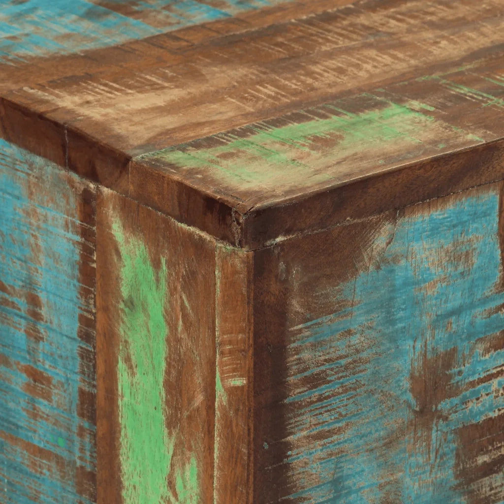 Tavolo Consolle 110x30x75cm Legno Massello di Recupero e Ferro 376068