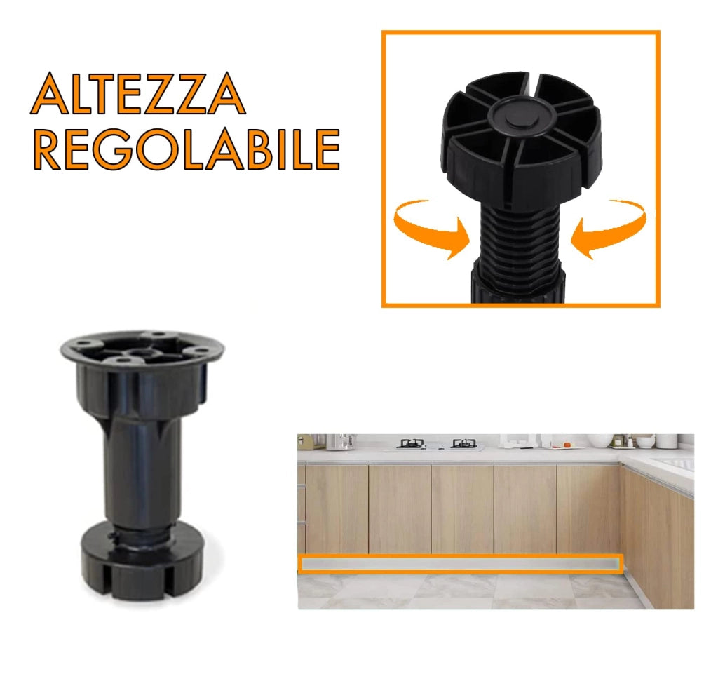 Piedini per mobili in plastica con vite h10 - confezione da 4 pezzi