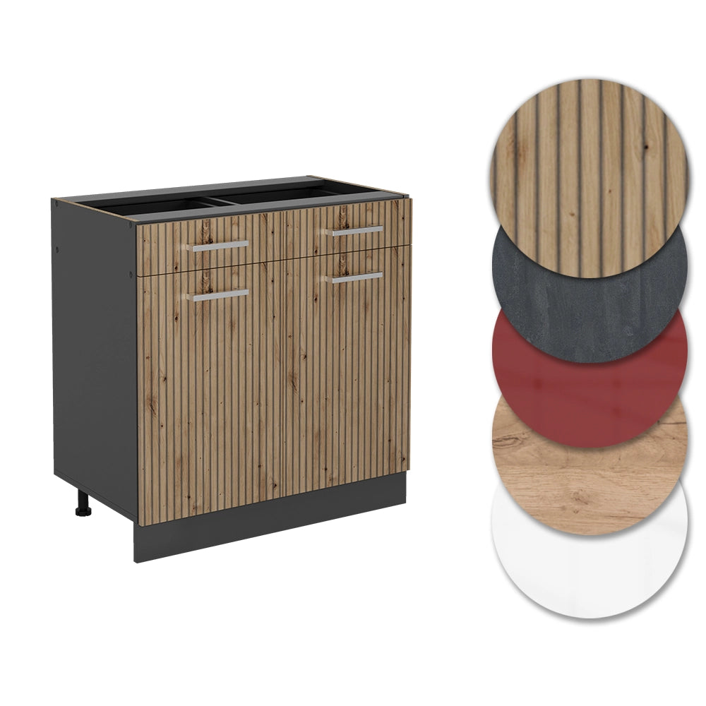 Vicco Mobiletto base per cucina Rovere artigianale 80 cm senza piano di lavoro