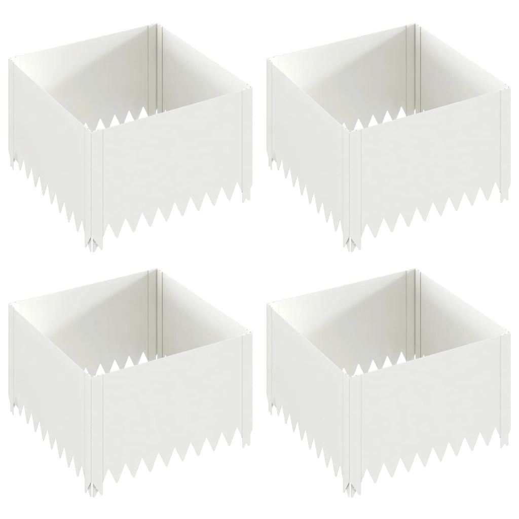 Bordura per Prato 4 pz 60 x 60 x 35 cm Acciaio Bianco 8008920