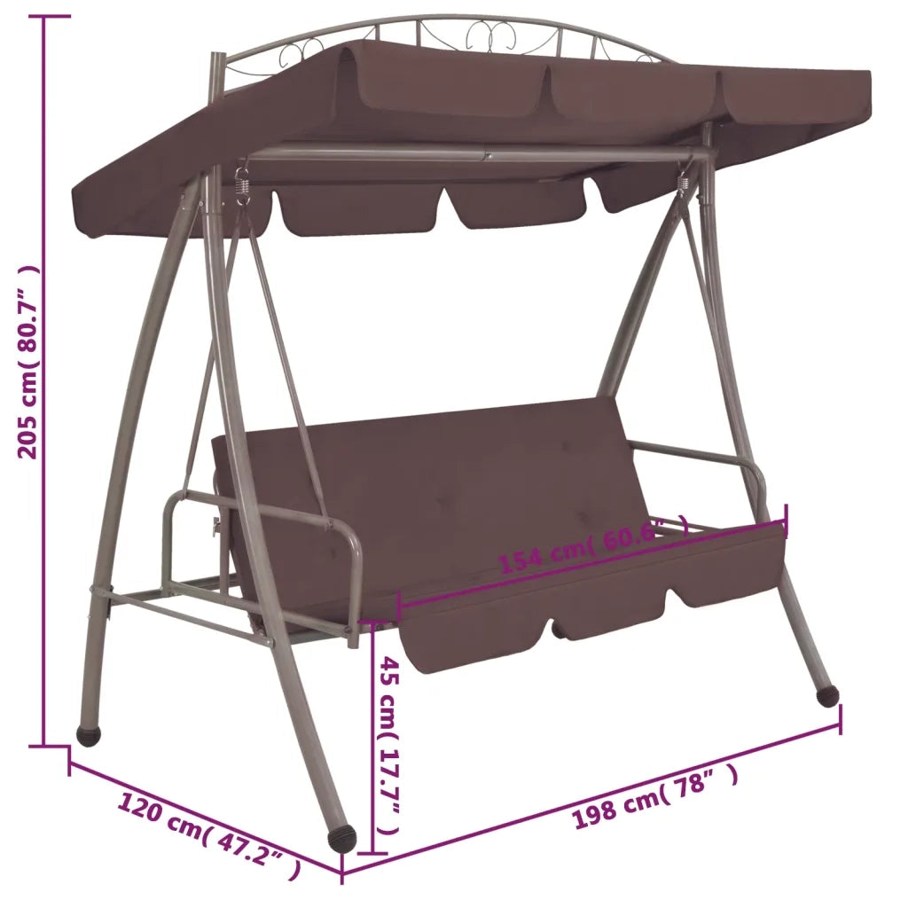 Panchina a Dondolo per Esterni Convertibile e Baldacchino Caff¨¨ CFW5138804