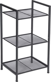 Rack per bagno in metallo, 3 livelli, rack per bagno, rack a scomparsa, rack per piante, espandibile, pannelli regolabili, design industriale, per bagno, cucina, nero