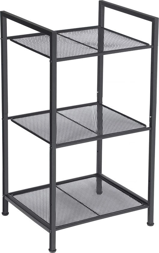 Rack per bagno in metallo, 3 livelli, rack per bagno, rack a scomparsa, rack per piante, espandibile, pannelli regolabili, design industriale, per bagno, cucina, nero