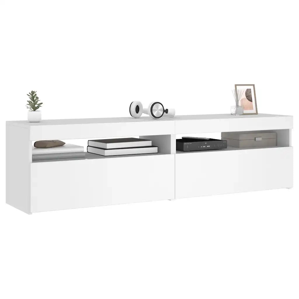 Mobili Porta TV con Luci LED 2 pz-Set di 2 Credenza per TV Bianco 75x35x40 cm