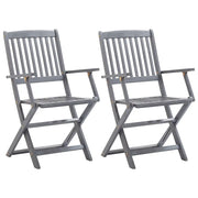 Sedie da Giardino Pieghevoli 2pz con Cuscini in Massello Acacia 3064491
