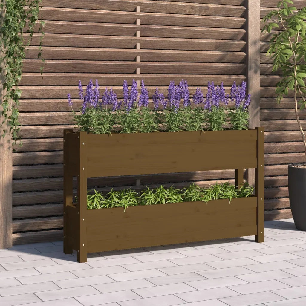 Fioriera Marrone Ambra 112x25x66 cm in Legno Massello di Pino 823930