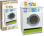 Teorema Giocattoli- Lavanderia in Legno con Lavatrice, Lavandino e Cesto per i Panni, Colore Bianco, 40643