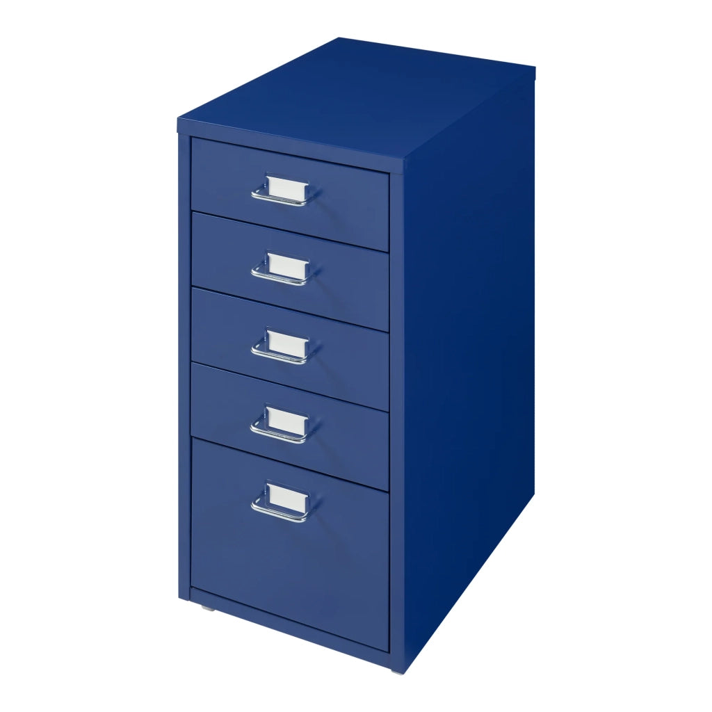 Mobiletto da ufficio mobile contenitore su ruote con 5 cassetti 69 x 28 x 41 cm blu 03_0009099