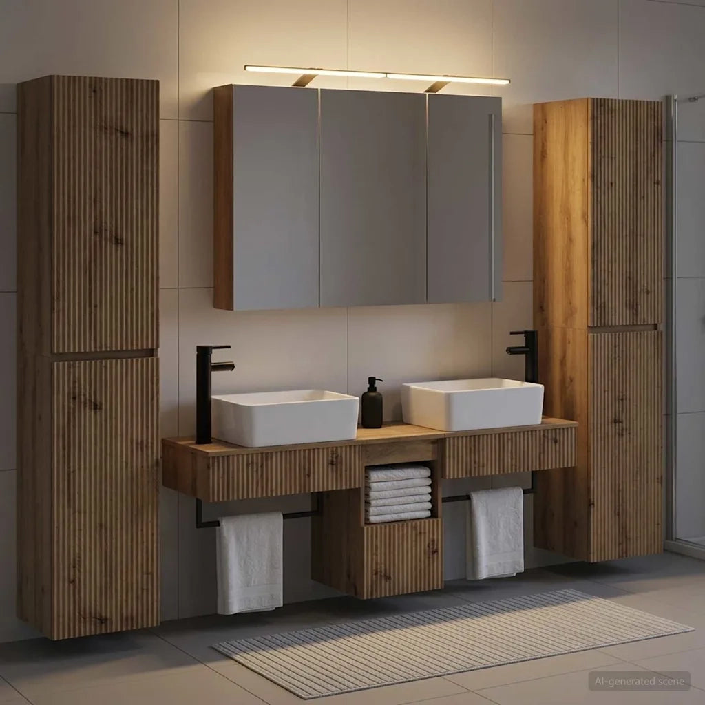 Set di mobili per il bagno 6 pcs Rovere Artigianale 3407198