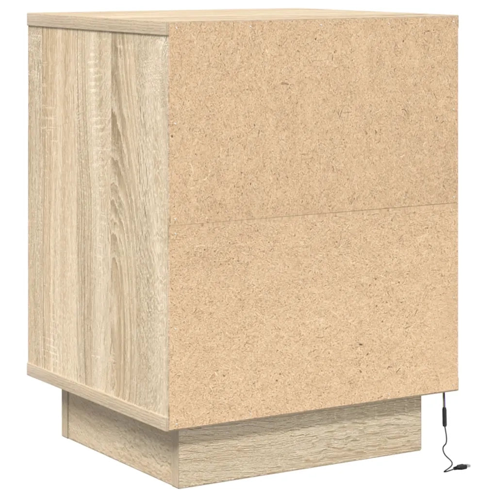 Set di 2 Comodini | Armadio da Notte | Mobiletto da notte con Luci a LED Rovere Sonoma 38x34x50 cm