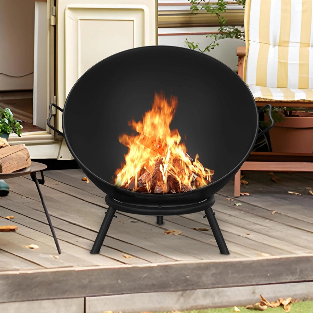 Braciere da 62 cm, braciere da giardino con griglia e morsetto a carbone, in metallo, per barbecue, campeggio