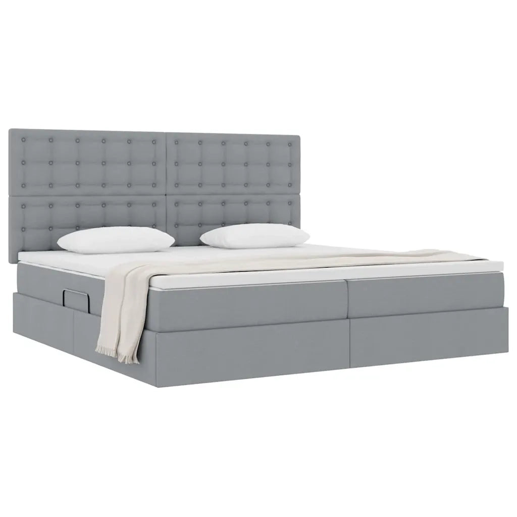 Letto con contenitore e materasso Grigio chiaro 200 x 200 cm