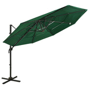 Ombrellone a quattro livelli con palo in alluminio 3 x 3 m verde 02_0008799