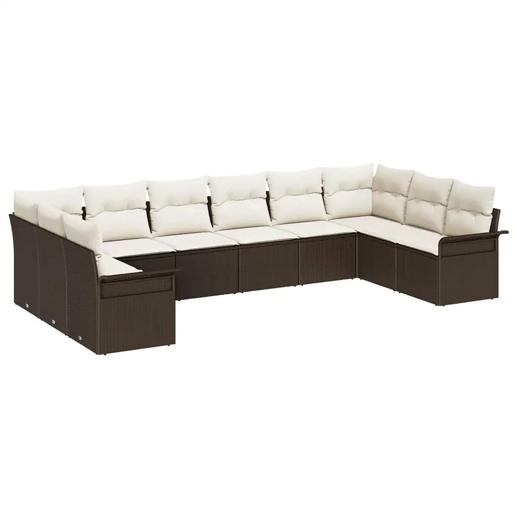 Set Divano da Giardino con cuscino 10 pcs Marrone polyrattan 3345538