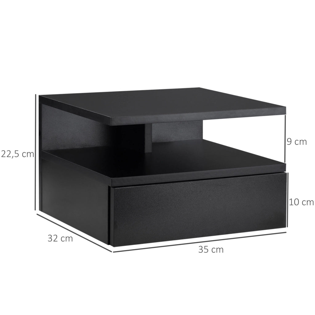 Comodino ¨C zephmum ¨C nero, multistrato, 2 pezzi