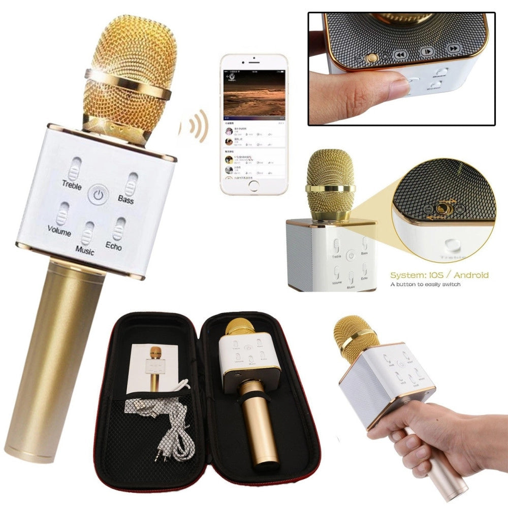 Trade Shop - Microfono Bluetooth Wireless Doppio Altoparlante Speaker Bluetooth Portatile -