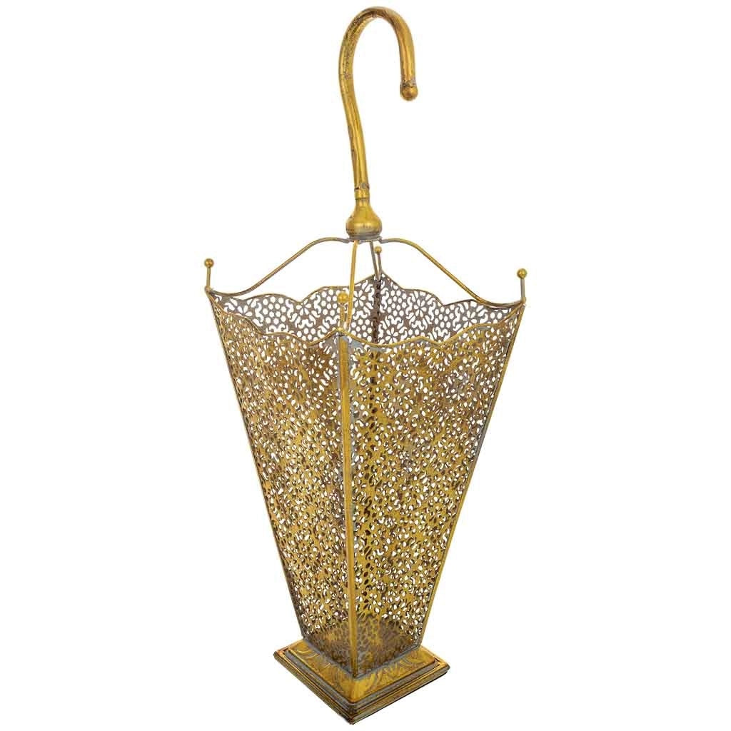 Portaombrelli in metallo dorato 27,5x27,5x80h cm