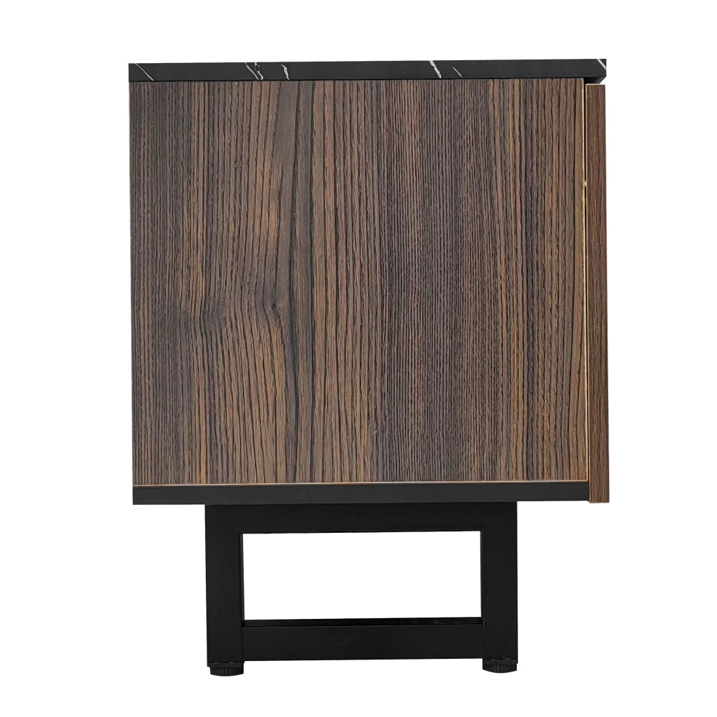 Mobile TV 200x38x50 cm; 2 ante e 2 cassetti con LED multicolore; MDF nero e legno