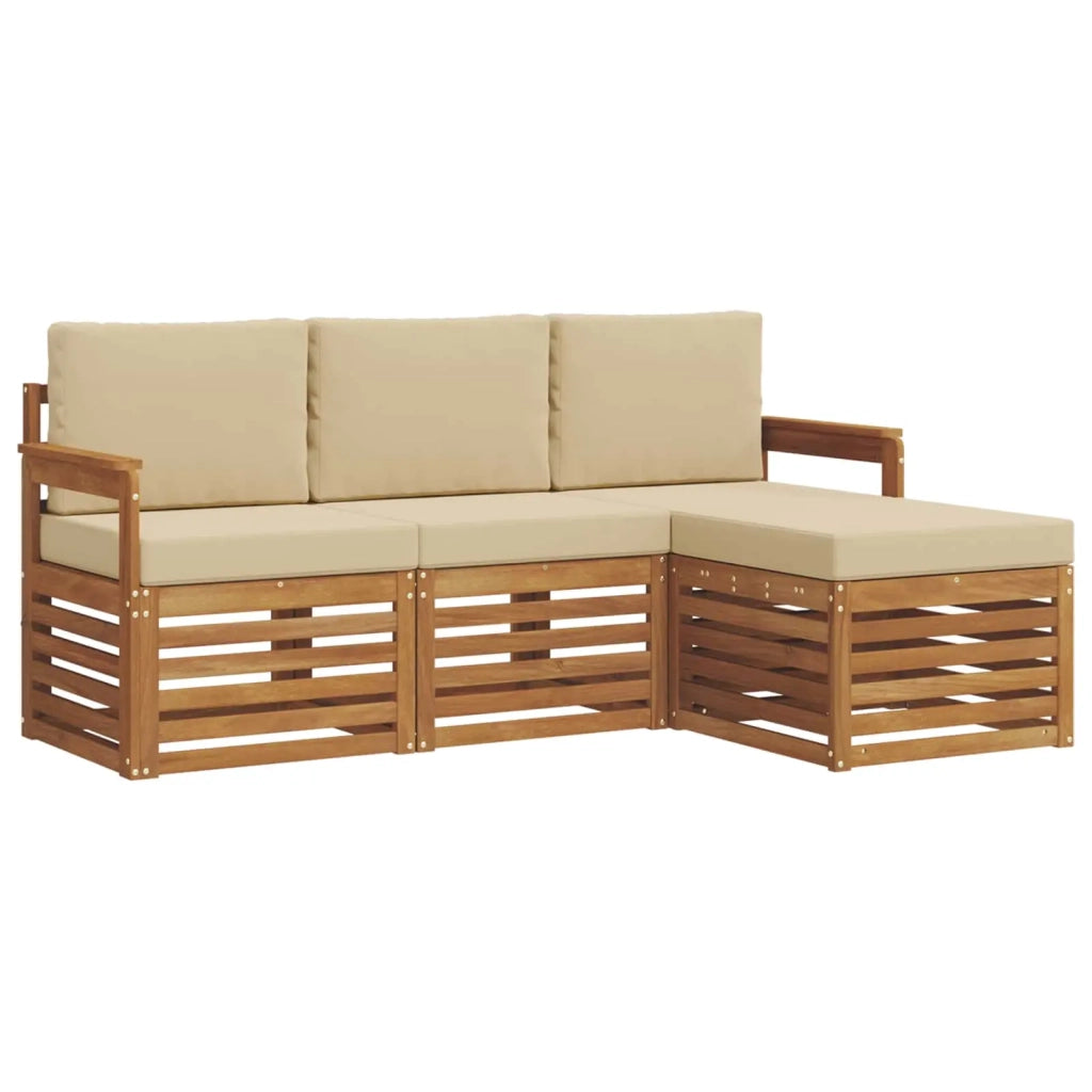 Set di divani da esterno con cuscino 4 pcs Naturale e Beige 3374598