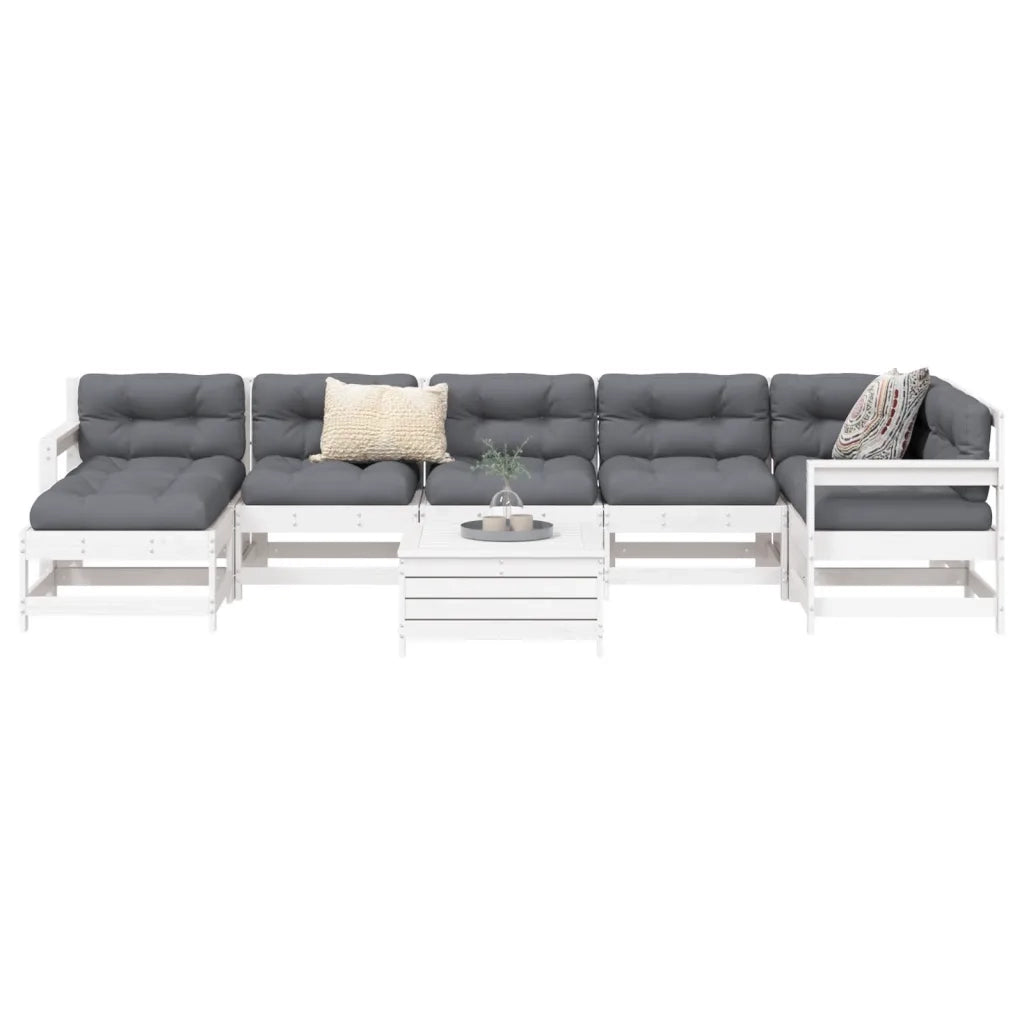 Set Divani da Giardino 8 pz in Legno Massello di Pino Bianco 3250633