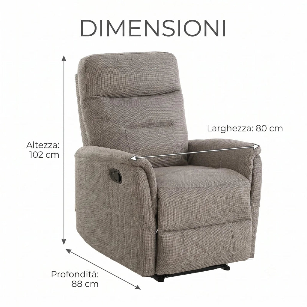 POLTRONA RELAX AURORA A IN TESSUTO TORTORA