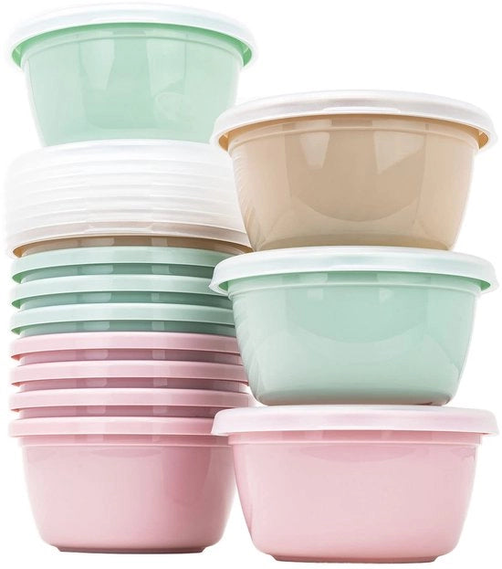 Confezione di 12 Contenitori di Conservazione per Biberon 250 ml Liberi da BPA Resistenti al Microonde e al Lavastoviglie e al Congelatore con Coperchi