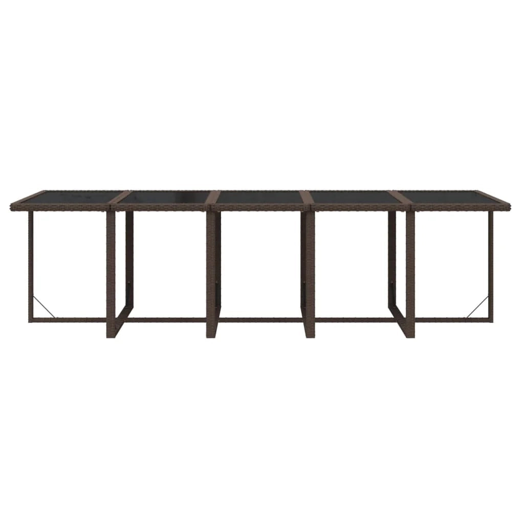 Set da pranzo per esterni composto da 11 pezzi con cuscini in resina intrecciata marrone 02_0014418