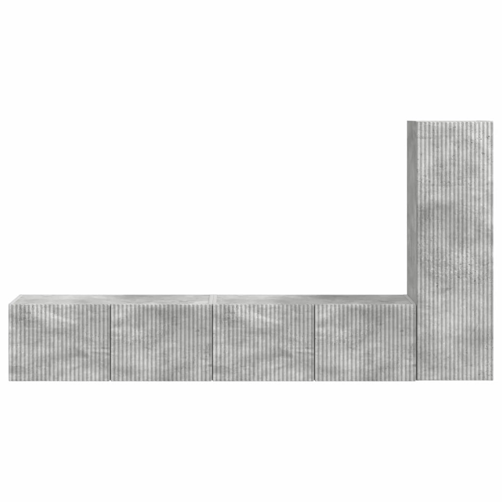 Set mobile TV 3 pz-Credenza per TV Grigio cemento Legno multistrato 130455
