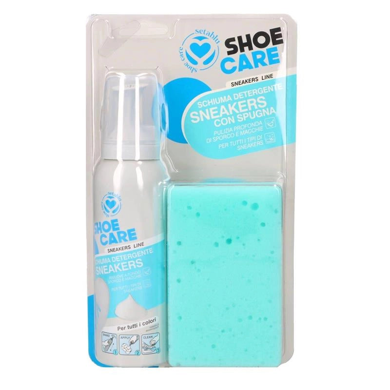 SETABLU SPRAY PULIZIA SNEAKERS 125 ML CON SPUGNA INTEGRATA SCHIUMA DETERGENTE PER PULIZIA PROFONDA