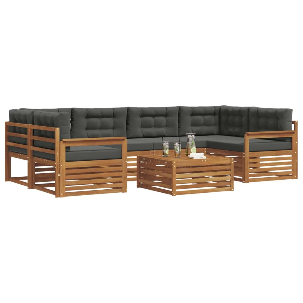 Set di divani da esterno con cuscino 7 pcs Naturale e Antracite