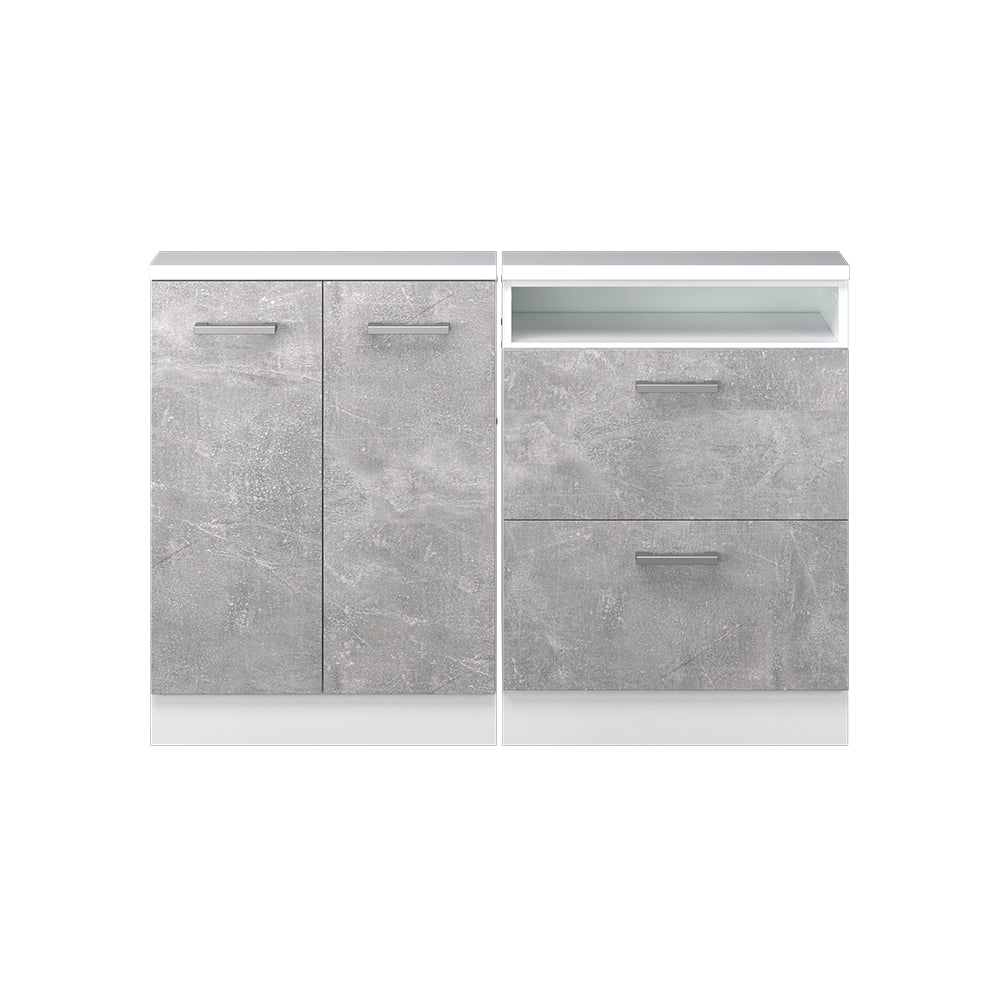 Set di mobili sottotetto Rion Calcestruzzo/Bianco Set di 2 Vicco