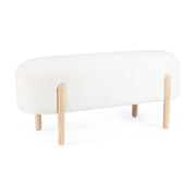 Panca imbottita effetto bouclé con gambe in legno naturale - SIENNA